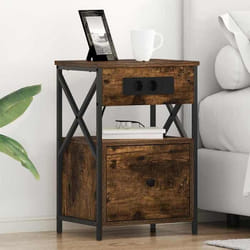 vidaXL Table de nuit en chêne fumé en bois reconstitué dimensions 40 x 31 x 60 cm. Cest une table moderne rectangulaire 859494