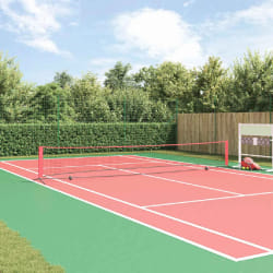 vidaXL Filet de tennis noir et rouge 595 x 90,5 x 87 cm Polyester