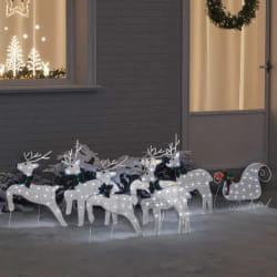 vidaXL Rennes LED 7 pcs Argent tissu