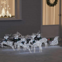 vidaXL Rennes LED 7 pcs Blanc tissu