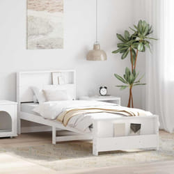 Cadre De Lit Blanc 90 X 200 Cm Bois Massif En Pin Vidaxl