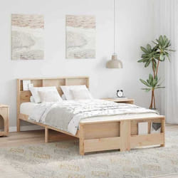 vidaXL Lit en pin massif naturel 120 x 190 cm style plateforme avec rangement pratique moderne facile à monter 877245