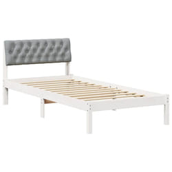 Cadre De Lit Blanc Et Gris Clair 90 X 200 Cm Bois Massif En Pin Vidaxl