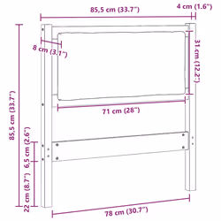 Tête De Lit Autre Marron 80 Cm Bois Massif En Pin Vidaxl - Vue supplémentaire 2