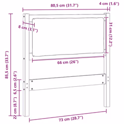 Tête De Lit Autre Marron 75 Cm Bois Massif En Pin Vidaxl - Vue supplémentaire 2