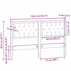 Tête De Lit Autre Marron Et Taupe 150 Cm Bois Massif En Pin Vidaxl - Vue supplémentaire 2
