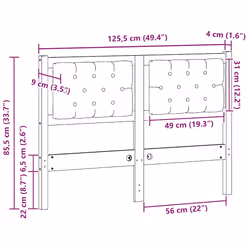 Tête De Lit Autre Marron Et Noir 120 Cm Bois Massif En Pin Vidaxl - Vue supplémentaire 2