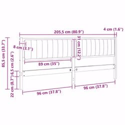 Tête De Lit Capitonnée Marron 200 Cm Pin Massif Vidaxl - Vue supplémentaire 2