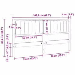 Tête De Lit Capitonnée Marron 160 Cm Pin Massif Vidaxl - Vue supplémentaire 2