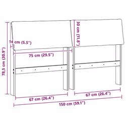 Tête De Lit Capitonnée Taupe 150 Cm Pin Massif Vidaxl - Vue supplémentaire 2