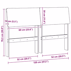 Tête De Lit Capitonnée Taupe 120 Cm Pin Massif Vidaxl - Vue supplémentaire 2