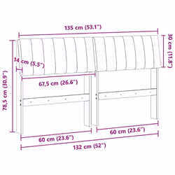 Tête De Lit Capitonnée Taupe 135 Cm Pin Massif Vidaxl - Vue supplémentaire 2