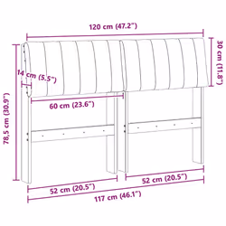 Tête De Lit Capitonnée Taupe 120 Cm Pin Massif Vidaxl - Vue supplémentaire 2