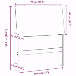 Tête De Lit Capitonnée Gris Clair 75 Cm Pin Massif Vidaxl - Vue supplémentaire 2