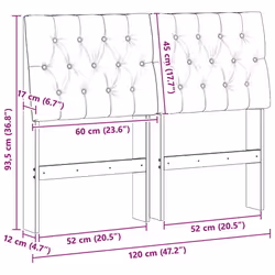Tête De Lit Capitonnée Taupe 120 Cm Pin Massif Vidaxl - Vue supplémentaire 2