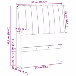 Tête De Lit Capitonnée Taupe 80 Cm Pin Massif Vidaxl - Vue supplémentaire 2