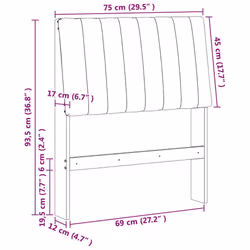 Tête De Lit Capitonnée Noir 75 Cm Pin Massif Vidaxl - Vue supplémentaire 2