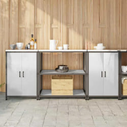 vidaXL Ensemble de rangement cuisine 3 pcs Argent 210 x 50 x 92 cm