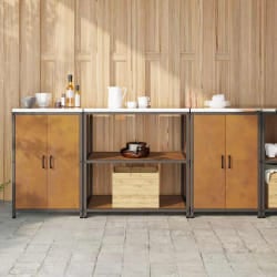 vidaXL Ensemble de rangement cuisine 3 pcs Rouillé 210 x 50 x 92 cm