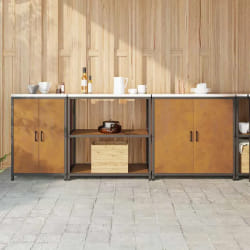 vidaXL Ensemble de rangement cuisine 3 pcs Rouillé 240 x 50 x 92 cm