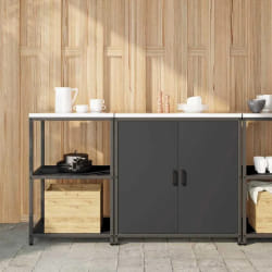 vidaXL Ensemble de rangement cuisine 2 pcs Noir 150 x 50 x 92 cm