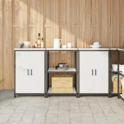 vidaXL Ensemble de rangement cuisine 3 pcs Blanc 180 x 50 x 92 cm