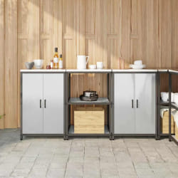 vidaXL Ensemble de rangement cuisine 3 pcs Argent 180 x 50 x 92 cm