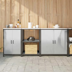 vidaXL Ensemble de rangement cuisine 3 pcs Argent 210 x 50 x 92 cm