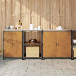 vidaXL Ensemble de rangement cuisine 3 pcs Rouillé 210 x 50 x 92 cm