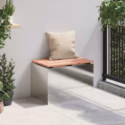 Banc De Jardin Argent 60 X 40 X 43 Cm Acier Inoxydable Vidaxl - Vue supplémentaire 2