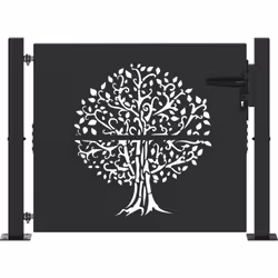 Cette porte de jardin rectangulaire moderne trouve un super équilibre entre esthétique et praticité. Si tu aimes le style épu ...