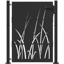 Porte de Jardin, Portail de jardin 105x75 cm en acier corten design herbe Vidaxl
