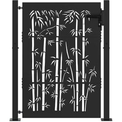 Porte de Jardin, Portail de Jardin 105x75 cm Design en Acier Corten et Bambou Vidaxl