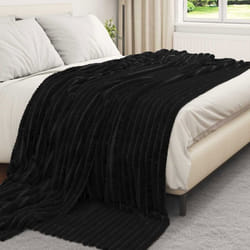 Plaid - VIDAXL - Jeté - Noir - 240 x 220 cm - Polyester doux et léger