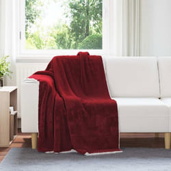 Couverture - edredon - plaid Vidaxl Jeté Rouge Bordeaux 130 x 150 cm Toison