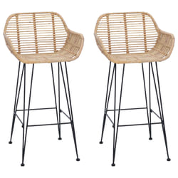 Chaise De Bar 2 Pcs Naturel 55 X 52 X 92 Cm Rotin Et Métal Vidaxl