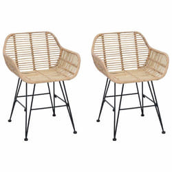 Chaise de salle à manger en rotin - vidaXL - Naturel - Rotin et métal - 55x50x74 cm - Lot de 2
