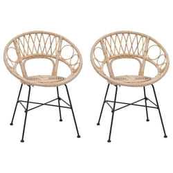 Chaise de salle à manger en rotin - vidaXL - Lot de 2 - 65x555x81 cm - Naturel - Rotin et métal - Assise renforcée