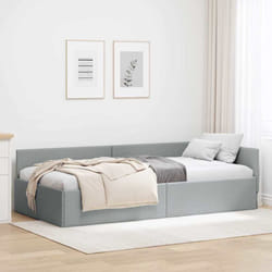 Cadre De Lit D'Angle Avec Tête De Lit Gris Clair 80 X 200 Cm Vidaxl