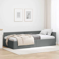 Cadre De Lit D'Angle Avec Tête De Lit Gris Foncé 100 X 200 Cm Vidaxl