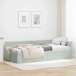 Cadre De Lit D'Angle Avec Tête De Lit Gris Clair 90 X 190 Cm Vidaxl