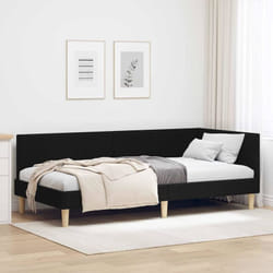 Cadre De Lit D'Angle Noir 80 X 200 Cm Tissu Et Bois Reconstitué Vidaxl