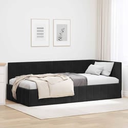 Cadre De Lit D'Angle Avec Tête De Lit Noir 100 X 200 Cm Velours Vidaxl
