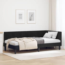 Cadre De Lit D'Angle Avec Tête De Lit Noir 90 X 190 Cm Velours Vidaxl