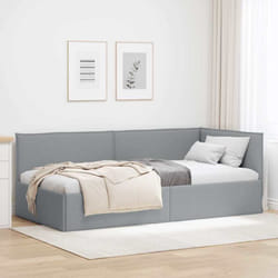Cadre De Lit D'Angle Gris Clair 100 X 200 Cm Tissu Vidaxl
