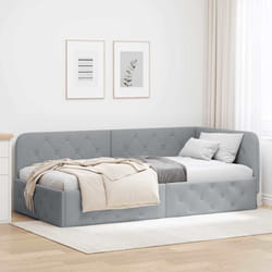 Cadre De Lit D'Angle Gris Clair 90 X 190 Cm Tissu Vidaxl