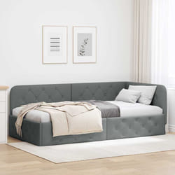 Cadre De Lit D'Angle Gris Foncé 100 X 200 Cm Tissu Vidaxl
