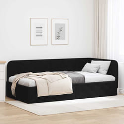 Cadre De Lit D'Angle Avec Tête De Lit Noir 100 X 200 Cm Tissu Vidaxl