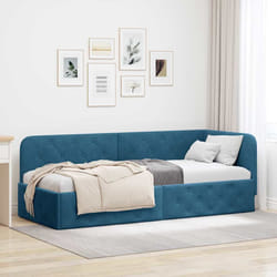 Cadre De Lit D'Angle Avec Tête De Lit Bleu 80 X 200 Cm Velours Vidaxl
