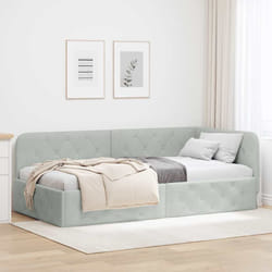 Cadre De Lit D'Angle Gris Clair 90 X 200 Cm Velours Vidaxl